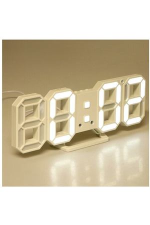 Часы-будильник электронные "Цифры", цифры белые, с термометром, белые, 23х9.5х3 см 3244774