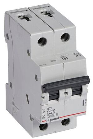 Автоматический выключатель Legrand RX3 2P 25А (C) 4,5kA
