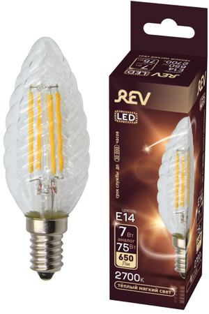 лампа филаментная REV 7Вт E14 560лм 2700K 220В свеча витая CW37