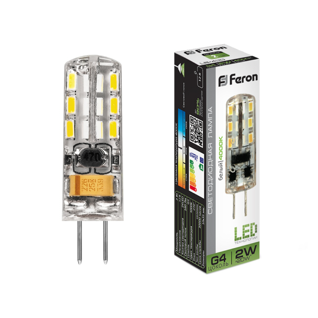 Где купить лампа светодиодная FERON 2Вт G4 160лм 4000K 12В капсула Feron 