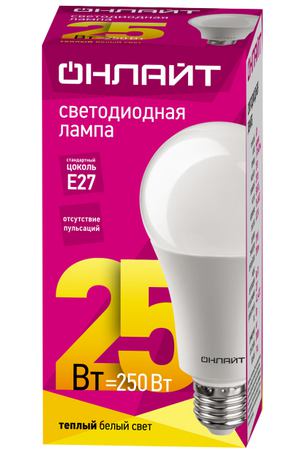 лампа светодиодная ОНЛАЙТ 25Вт E27 2700К 230В груша A7