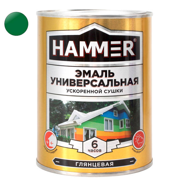 Где купить эмаль алкидная HAMMER ускоренной сушки 0,9кг зеленая, арт.ЭК000135034 Hammer 