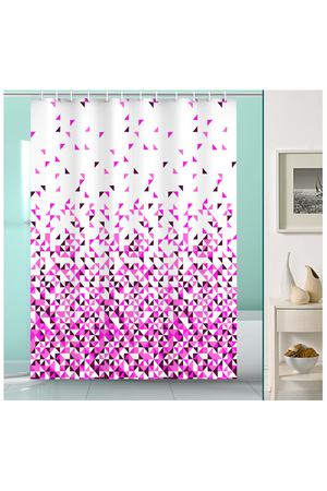 занавеска для ванной OFELIS Мозаика 200х180 см, полиэстер, розовая