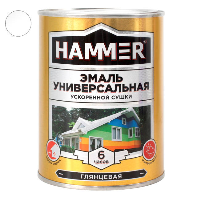 Где купить эмаль алкидная HAMMER ускоренной сушки 0,9кг  белая, арт.ЭК000135030 Hammer 