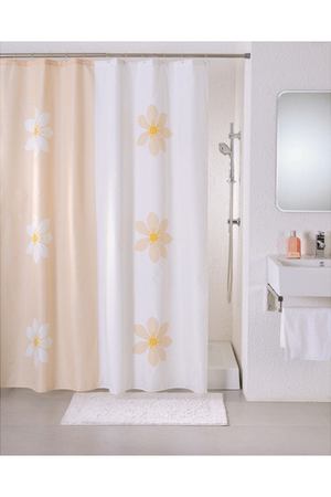 занавеска для ванной IDDIS Paloma Art 180х200 см, полиэстер, бело-розовая