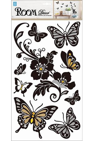 наклейка ROOMDECOR Бабочки с цветами 24х41см, арт.PLA 0911