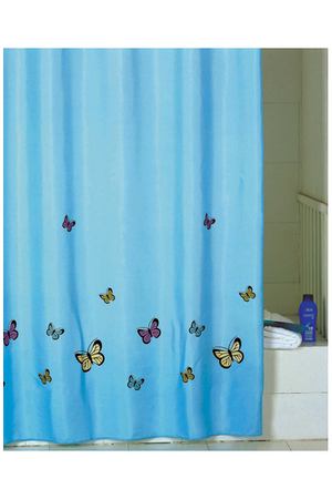 занавеска для ванной Blue Butterfly 200х200 см, голубая с бабочками