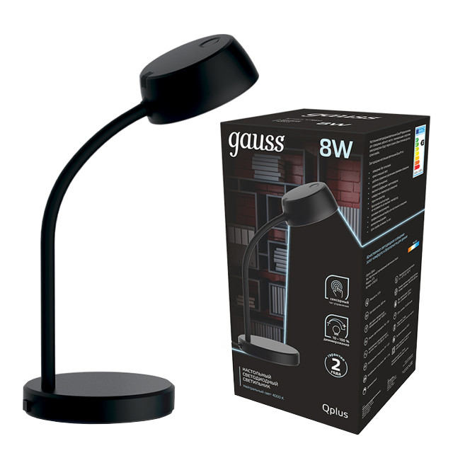 Где купить лампа настольная GAUSS Qplus LED 8Вт 600Лм 4000К 170-265В диммируемый черный Gauss 