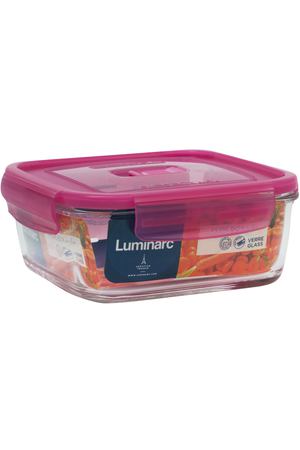 контейнер LUMINARC Purebox Aктив 1,22л 17,5х7,3см квадратный стекло, пластик микс цвета