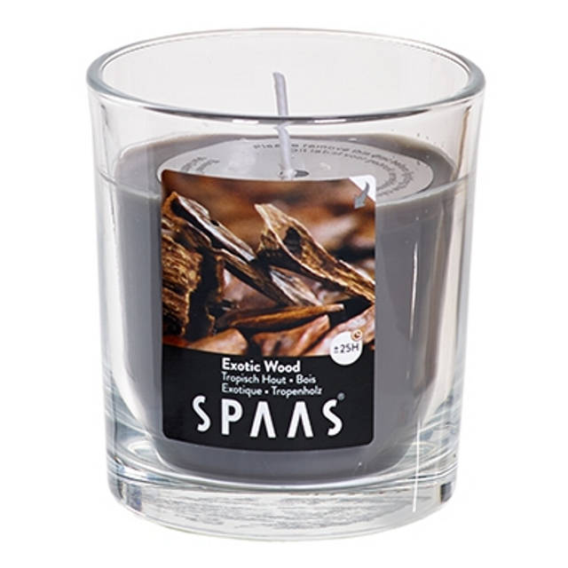 Где купить свеча в стакане SPAAS Экзотическое дерево 7х8,3см 25ч/г ароматизированная Spaas 