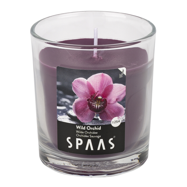 Где купить свеча в стакане SPAAS Дикая орхидея 7х8,3см 25ч/г ароматизированная Spaas 
