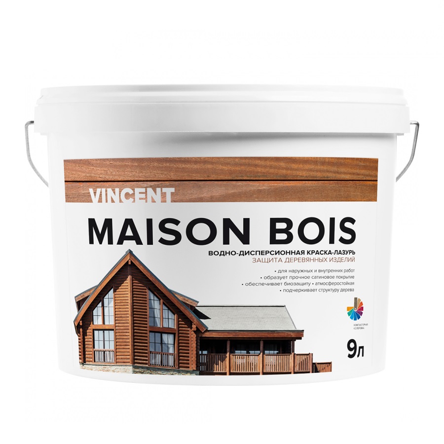Где купить Водно-дисперсионная краска-лазурь VINCENT MAISON BOIS Base C 9л (105-014) Vincent 