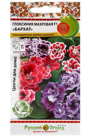 Цветы Глоксиния бархат Русский огород махровая смесь 5 шт