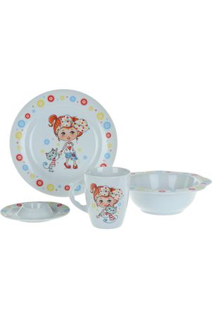 Набор детской посуды Chmielow Девочка с котёнком 4 предмета