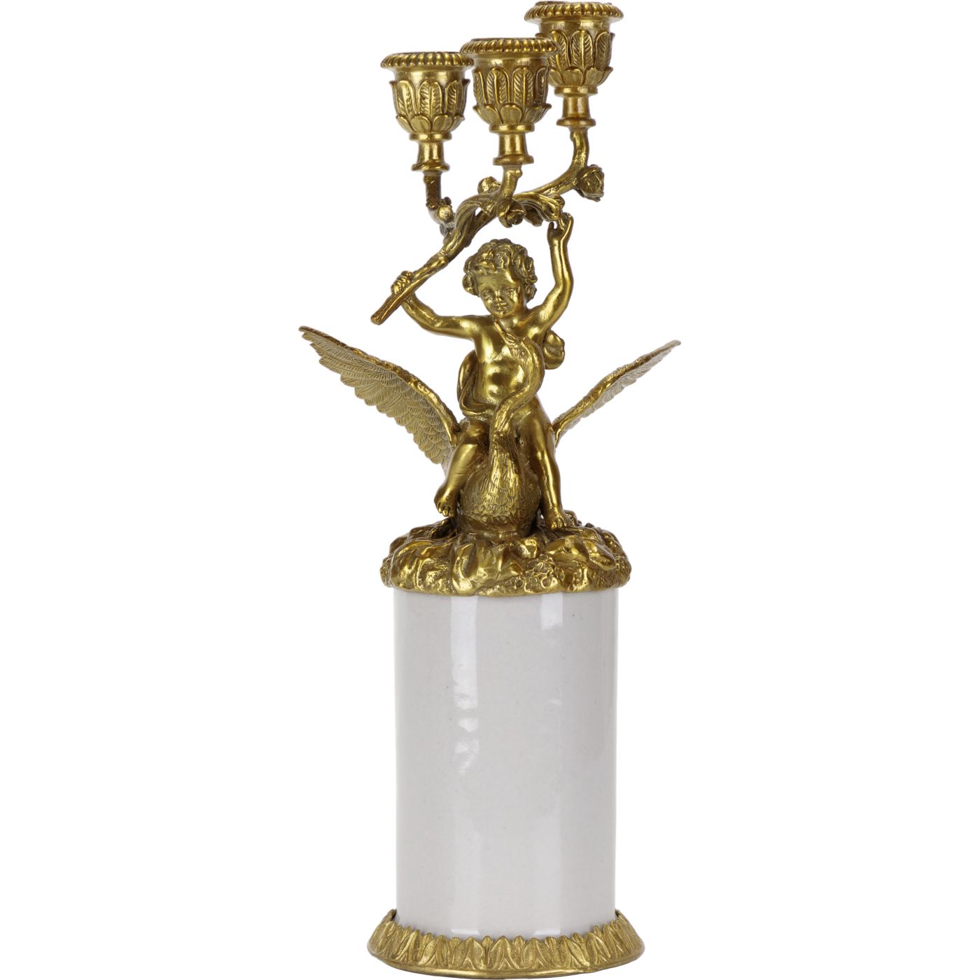 Где купить Подсвечник Glasar ангел с лебедем, белый с золотым, 12х12х31 см Glasar 