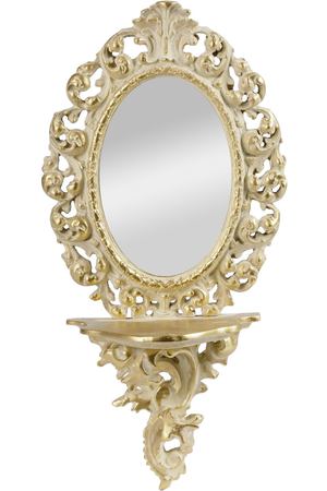 Зеркало настенное Glasar с полочкой светлое золото 18х9х35 см