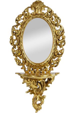 Зеркало настенное Glasar с полочкой золото 18х9х35 см