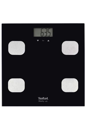 Напольные весы Tefal Body Up BM2521V0, черный, максимальный вес 150 кг, цифровой дисплей, автовключение, до 8 пользователей, весы отображают вес, процент жировой массы и индекс массы тела