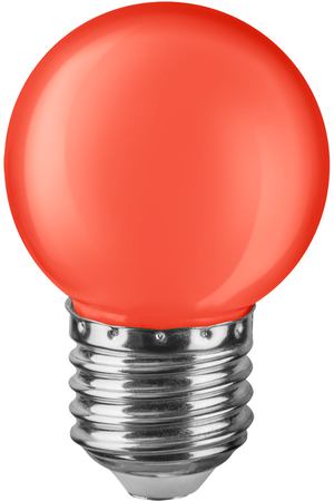 Лампа светодиодная Navigator шарик цветной 1Вт цоколь E27 (красная)