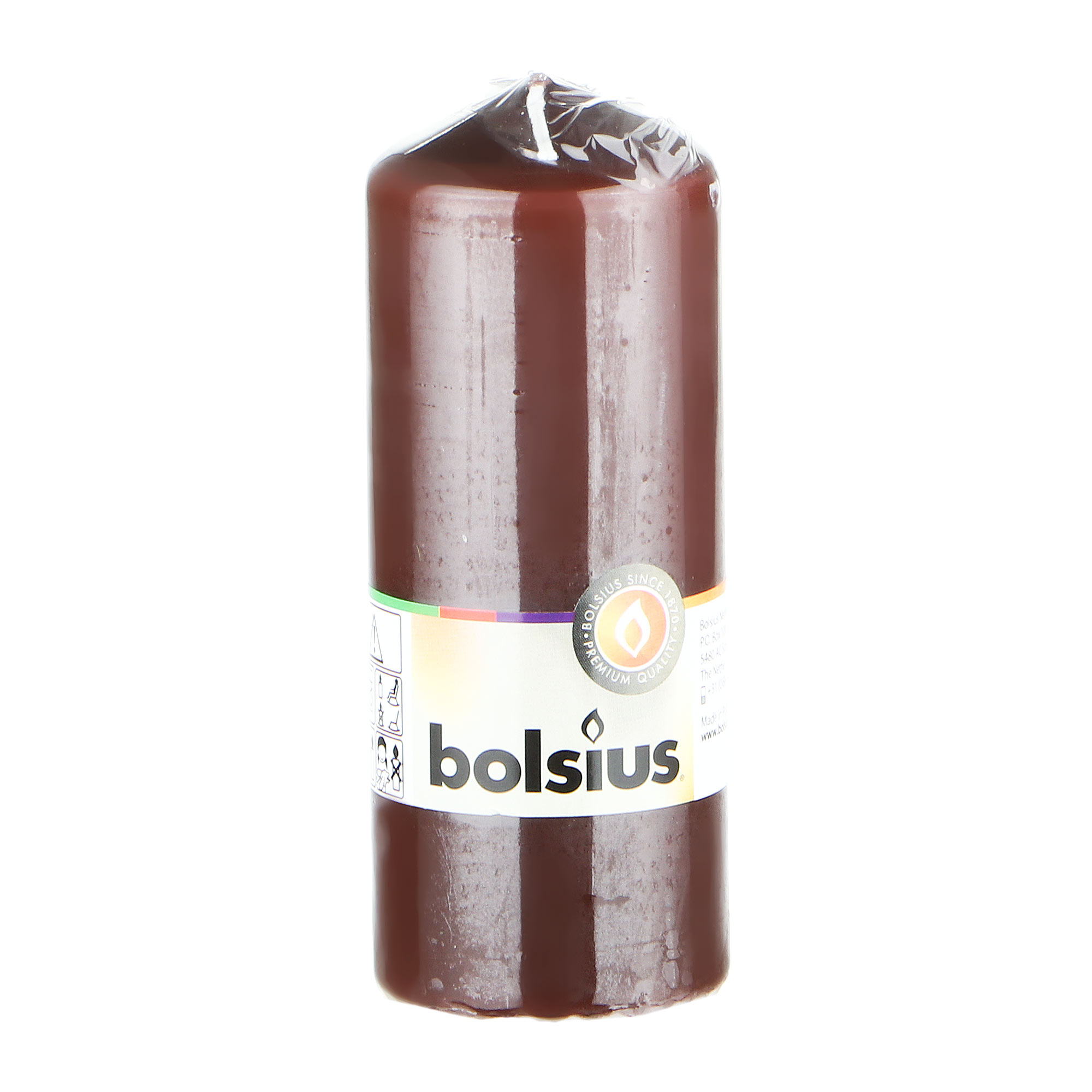 Где купить Свеча декоративная Bolsius 15х6 см коричневая Bolsius 