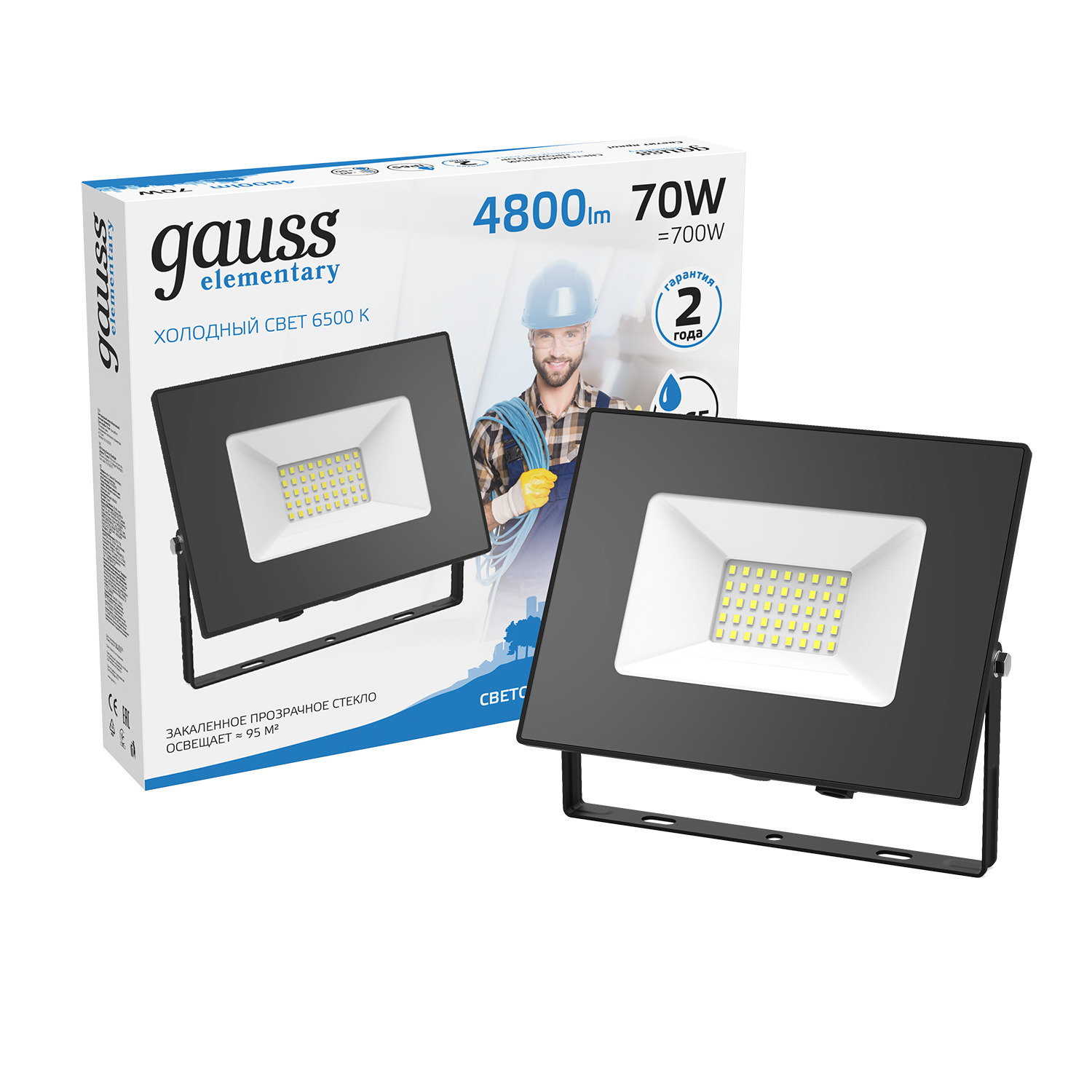 Где купить Прожектор светодиодный Gauss LED 70W IP65 6500К черный 1/24 Gauss 