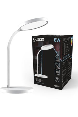 Светильник настольный Gauss Qplus GTL503 8W 500lm 4000K 170-265V белый диммируемый USB LED
