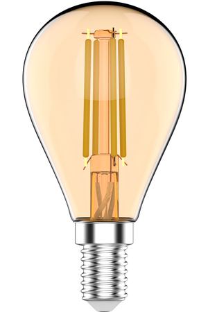 Лампа Gauss Basic Filament Шар 3,8W 350lm 2400К Е14 golden LED 1/10/50