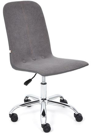 Кресло ТС 47х41х103 см флок, кожзам серый/металлик