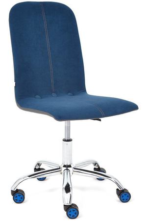 Кресло ТС 47х41х103 см флок, кожзам синий/металлик