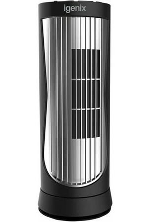 Вертикальный мини вентилятор Igenix DF0022 Mini Tower, 12 дюймов, 2 скорости, тихая работа, удобная ручка для переноски, для домашнего или офисного использования, черный/серебристый, большой