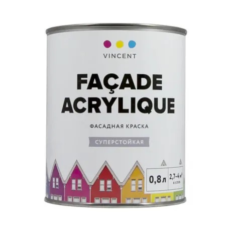 Где купить Краска фасадная акрилатная матовая Vincent Facade Acrylique f-2 Base с 0.7л Vincent 
