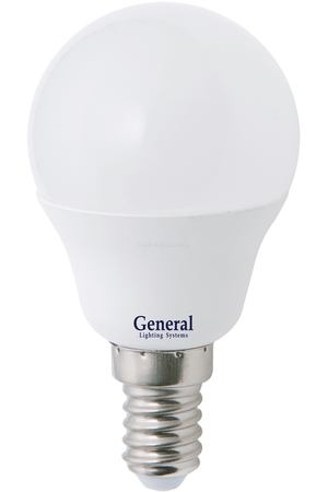 Лампа светодиодная шар матовая General GLDEN-G45F-8-230-E14-4500