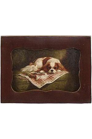 Картина в прямоугольной раме Glasar, спящая собака, масло, 10x2x12 см