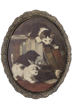 Картина в раме Glasar кошка и два котёнка 23х2х29 см