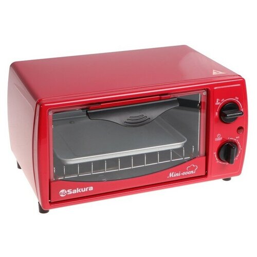 Где купить Мини-печь Sakura SA-7018R, 1000 Вт, 10 л, 100-250°С, таймер, красная Без бренда 