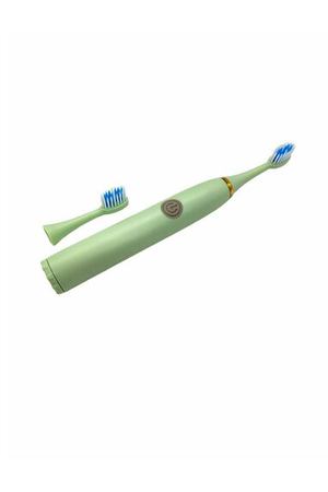 Электрическая зубная щетка на батарейках, две насадки, зеленый