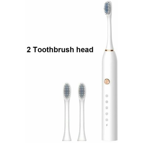 Где купить Электрическая зубная щетка SONIC+ DEEP CLEAN 5 режимов, 2 насадки, 40000 колебаний, белая/на подарок Без бренда 