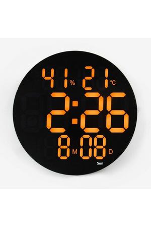 Часы электронные настенные, будильник, календарь, термометр, гигрометр, 1 ААА, d-25 см