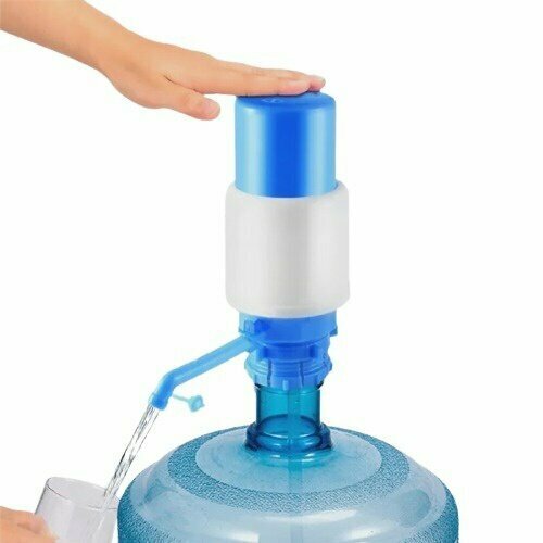 Где купить Помпа для воды механическая для бутылей с краном / Диспенсер для кулера Drinking Water Pump CX-01 (синий, белый) Без бренда 