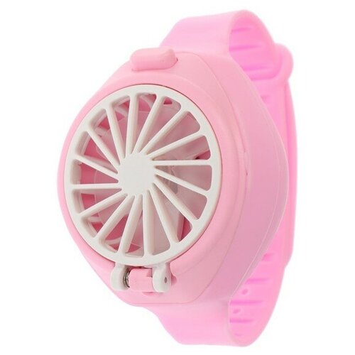 Где купить Мини вентилятор в форме наручных часов LOF-10, 3 скорости, поворотный, розовый Сима-ленд 