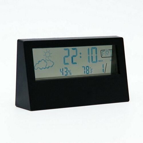 Где купить Часы настольные электронные: будильник, термометр, календарь, гигрометр, 13.3х7.4 см, черные Сима-ленд 