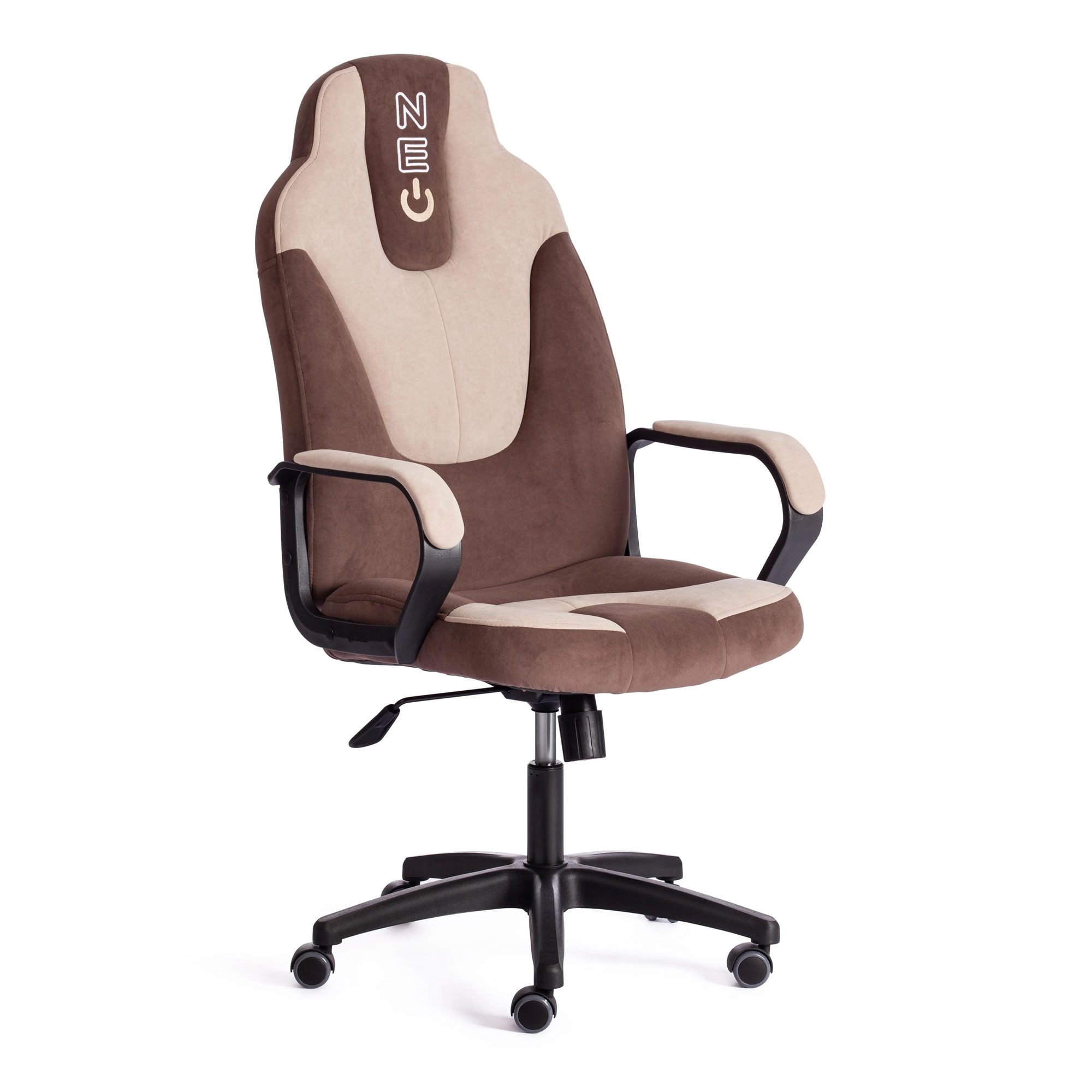 Где купить Кресло компьютерное TC Neo флок коричневое с бежевым 64х49х122 см TC 