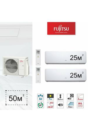 Инверторная мульти сплит система на 2 комнаты Fujitsu AOYG18KBTA2 + ASYG09KMCC*2шт.