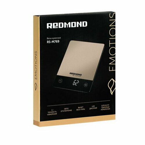 Где купить Весы кухонные RS-M769, электронные, до 10 кг, золотисто-чёрные Redmond 