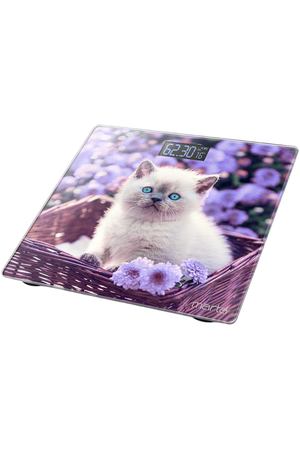 Весы электронные MARTA MT-1608 белый котенок, фиолетовый/белый
