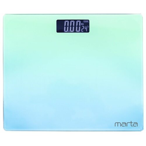 Где купить MARTA MT-SC1691 бирюзово-голубой LCD весы напольные диагностические, умные с Bluetooth Marta 