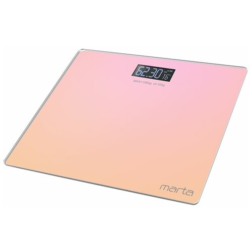Где купить MARTA MT-SC1691 оранжево-розовый LCD весы напольные диагностические, умные с Bluetooth Marta 