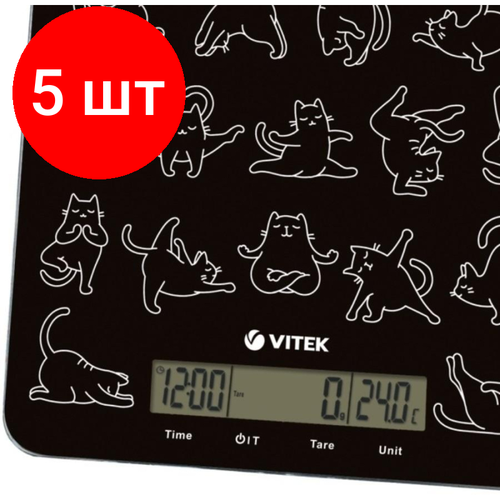 Где купить Комплект 5 штук, Весы кухонные VITEK 8026-VT-01 , до 10 кг, точность измерения 1 гр Vitek 