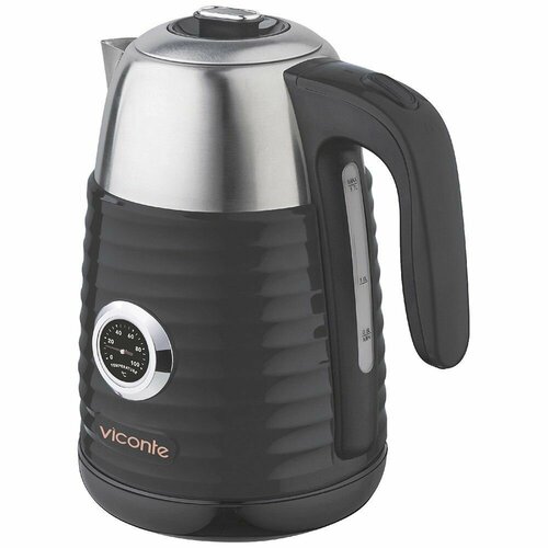 Где купить Электрический чайник 1,7 литра с термометром из нержавеющей стали 2200 Вт Viconte 