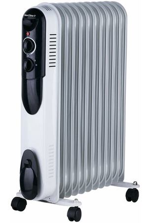 Масляный радиатор NeoClima NC-9309, 25 м², колеса в комплекте, белый/черный
